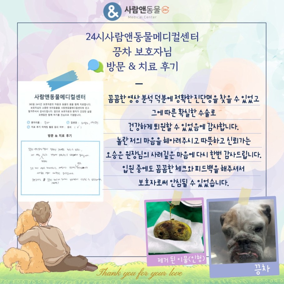 [위내이물] 끙차 보호자님의 소중한 치료 후기