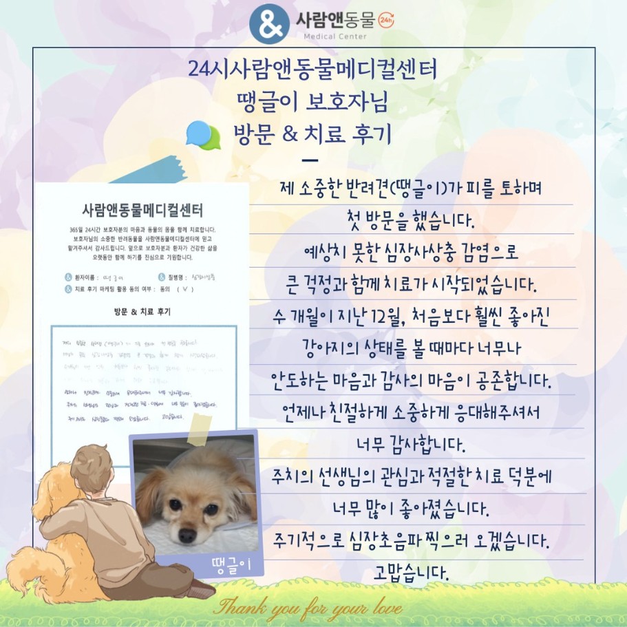 [심장사상충] 땡글이 보호자님의 소중한 치료 후기